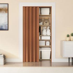 36" W PVC Foldable Accordion Doors or Privacy Room Divider for Internal Use, Walnut