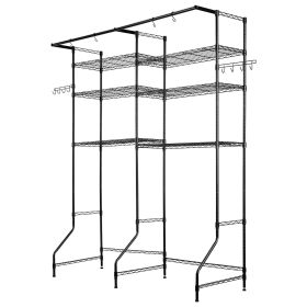 VEVOR Over The Washer and Dryer Storage Shelf, 6 Tier Laundry Room Drying Rack with Hanger Rod and Hooks, Adjustable Over Washer and Dryer Shelve