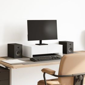 Monitor Stand with Drawers White 19.7x10.6x5.9" Engineered Wood