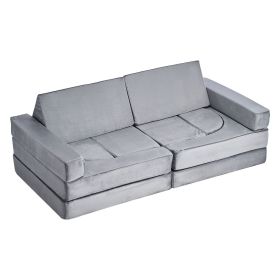 Modular Kids Play Couch, Sectional Toddler Sofa with Armrests, 28D Sponge & Short Pile