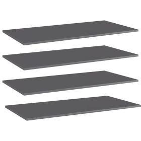 Shelf Set of 4 High gloss grey Engineered wood