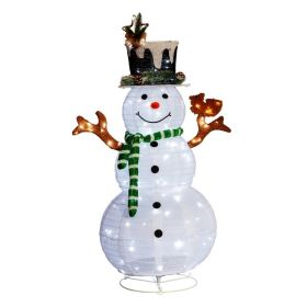 4ft White Squirrel And Star Snowman, 120L White LED Light, Telescopic Style, Christmas Snowman Light, 30V 3.6W, US Standard (Option: White)