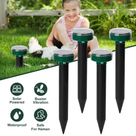 4Pcs Solar Powered Mole Repeller Sonic Gopher Stake Repellent Waterproof Outdoor For Farm Garden Yard (Option: GREEN)