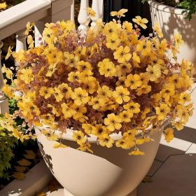 20 Bunches Of Outdoor Mixed Color Artificial Flowers, Autumn Plant And Flower Outdoor Decoration, UV Protection, Realistic And Non-fading, Suitab (Option: YELLOW)