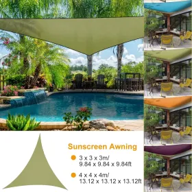 13.12ft Shade Sail Patio Cover Shade Canopy Camping Sail Awning Sail Sunscreen Shelter Triangle Cover (Option: GREEN)
