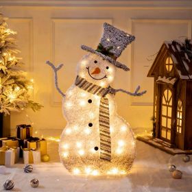 1Pc LED Christmas Snowman Decoration Light Collapsible Battery Operated Lighted Snowman Indoor Outdoor Garden Light With Removable Hands Scarf (Option: White)