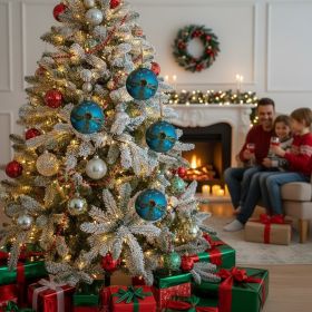4PCS Set 4.7in Christmas Glass Ball Ornaments Shiny Hanging Tree Decor Home Holiday Party Supplies (Option: Blue)