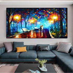 Hand Painted Night Thick Modern Canvas Oil Paintings Wall Art Abstract Landscape Pictures For Living Room Home Decoration (size: 90X120cm)