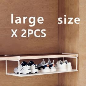 "Swiss-Made Expandable Shoe Rack - Space-Saving Stackable Organizer with Storage Basket" (Capacity: white large size*2)