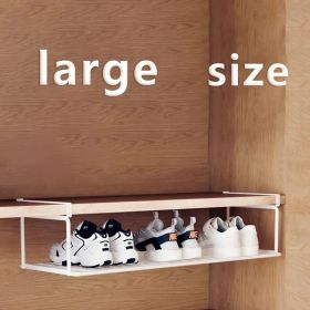 "Swiss-Made Expandable Shoe Rack - Space-Saving Stackable Organizer with Storage Basket" (Capacity: white large size*1)