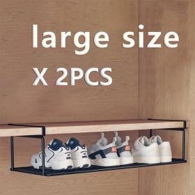 "Swiss-Made Expandable Shoe Rack - Space-Saving Stackable Organizer with Storage Basket" (Capacity: black large size*2)