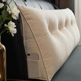 Triangle Reading Cushion with a button-180*50*20cm (Color: beige)