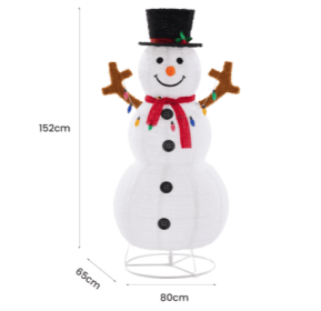 5ft Lighted Snowman, Large Outdoor Christmas Decoration With 200 LED Lights, Multicolored Scarf And Hat (Option: White Red)