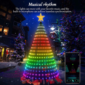 5Ft Smart Christmas Tree Lights - 400 LEDs With Remote & App Control - Music Sync, 11Modes - Green Wire, Suitable For Artificial Tree - Multicolo (Option: Christmas tree lights)