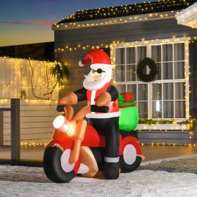 6' Christmas Inflatable Santa Claus Riding A Motorcycle with Toy Bag (Option: White, Red, Green-220x120x355 mm)