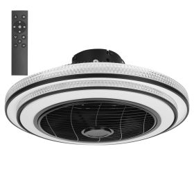 20.5in Ceiling Fan With Light Round Pendant Fan Lamp 30W LED Ceiling Fan With 3-Fan Speed Remote Control Timer APP Control (Color: Black)