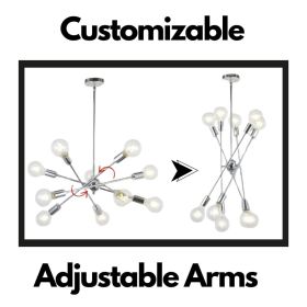 Modern Sputnik Chandelier Lighting 10 Lights With Adjustable Arms Chrome Pendant Lighting (Option: Chrome)
